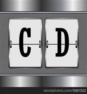 Metal alphabet of mechanical C-D, vector illustration