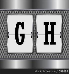 Metal alphabet of mechanical G-H, vector illustration