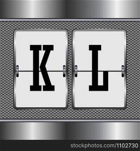 Metal alphabet of mechanical K-L, vector illustration