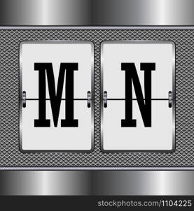 Metal alphabet of mechanical M-N, vector illustration