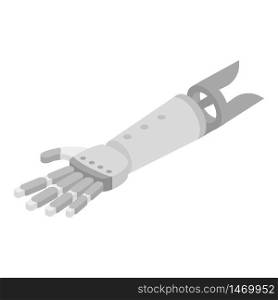 Metal artificial limb hand icon. Isometric of metal artificial limb hand vector icon for web design isolated on white background. Metal artificial limb hand icon, isometric style