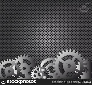 Metal background and gears vector illustration. EPS 10.