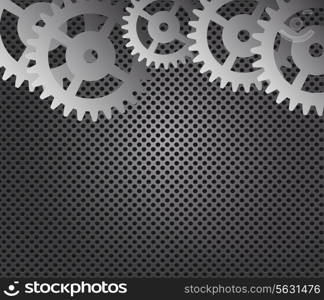 Metal background and gears vector illustration. EPS 10.