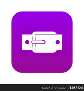 Metal belt buckle icon digital purple for any design isolated on white vector illustration. Metal belt buckle icon digital purple