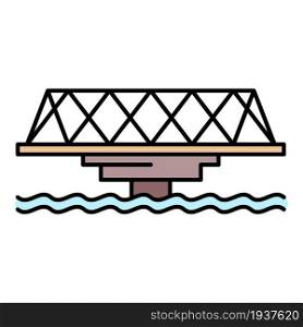 Metal bridge icon. Outline metal bridge vector icon color flat isolated. Metal bridge icon color outline vector