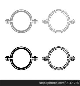 Metal cl&with rubber band hose set icon grey black color vector illustration image simple solid fill outline contour line thin flat style. Metal cl&with rubber band hose set icon grey black color vector illustration image solid fill outline contour line thin flat style