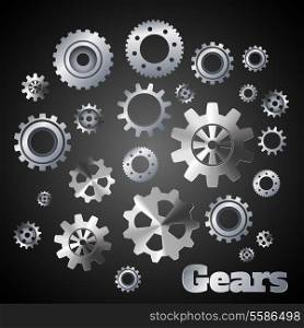 Metal cogwheel gears mechanisms industrial engineers poster vector illustration