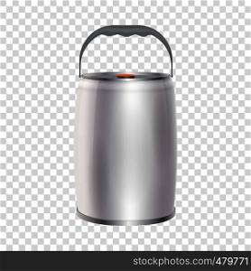 Metal container can for beverage mockup. Realistic illustration of metal container can for beverage blank paint buckets vector mockup for web. Metal container can for beverage mockup