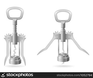 metal corkscrew for opening a cork in a wine bottle vector illustration isolated on white background