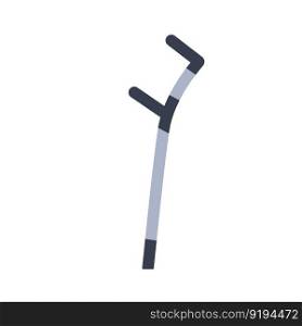 Metal crutch. Disabled person stick. Rehabilitation after injury. Problems with walking. Flat design. Metal crutch. Disabled person stick.