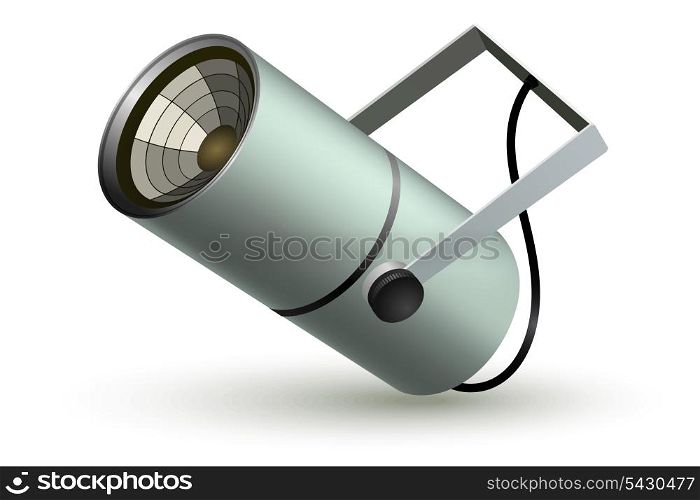 Metal cylindrical spotlight on a white background