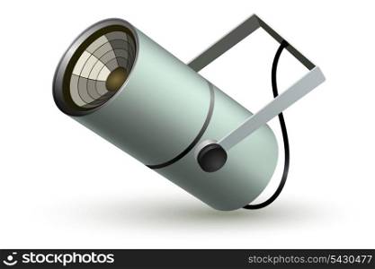 Metal cylindrical spotlight on a white background