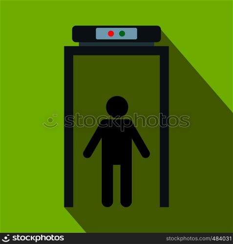 Metal detector flat icon on a green background. Metal detector flat icon