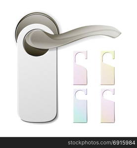 Metal Door Handle Lock With Hanger. Hostel, Hotel Hanger Sign. Door Knob. Do Not Disturb. Vector Illustration. Metal Door Handle Lock With Hanger. Hostel, Hotel Hanger Sign. Door Knob. Do Not Disturb. Vector