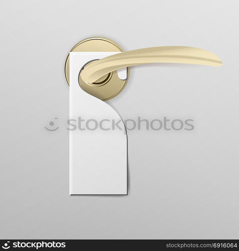 Metal Door Handle Lock with Hanger.. Metal Door Handle Lock with Hanger. Realistic Mock Up. Do Not Disturb. Vector Illustration. Vector