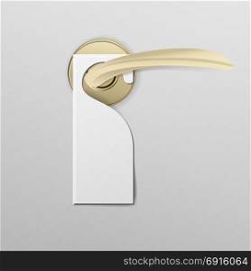 Metal Door Handle Lock with Hanger.. Metal Door Handle Lock with Hanger. Realistic Mock Up. Do Not Disturb. Vector Illustration. Vector