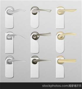 Metal Door Handle Lock with Hanger. Metal Door Handle Lock with Hanger. Realistic Mock Up. Do Not Disturb. Vector Illustration. Vector