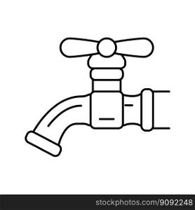 metal faucet water line icon vector. metal faucet water sign. isolated contour symbol black illustration. metal faucet water line icon vector illustration