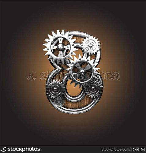 metal figure with gearwheels made in vector