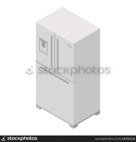 Metal fridge icon. Isometric of metal fridge vector icon for web design isolated on white background. Metal fridge icon, isometric style