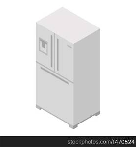 Metal fridge icon. Isometric of metal fridge vector icon for web design isolated on white background. Metal fridge icon, isometric style