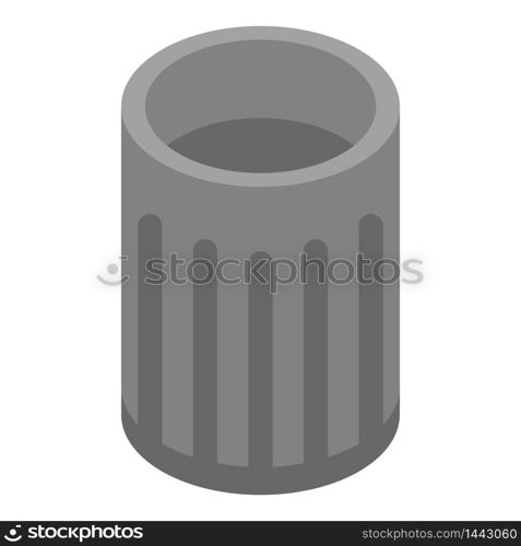 Metal garbage bin icon. Isometric of metal garbage bin vector icon for web design isolated on white background. Metal garbage bin icon, isometric style