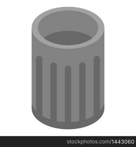 Metal garbage bin icon. Isometric of metal garbage bin vector icon for web design isolated on white background. Metal garbage bin icon, isometric style
