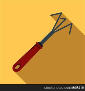 Metal hand rake icon. Flat illustration of metal hand rake vector icon for web design. Metal hand rake icon, flat style