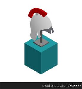Metal helmet of the medieval knight icon in isometric 3d style on a white background. Metal helmet of the medieval knight icon