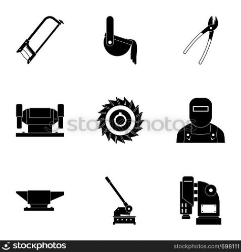 Metal industry icon set. Simple set of 9 metal industry vector icons for web isolated on white background. Metal industry icon set, simple style