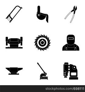 Metal industry icon set. Simple set of 9 metal industry vector icons for web isolated on white background. Metal industry icon set, simple style