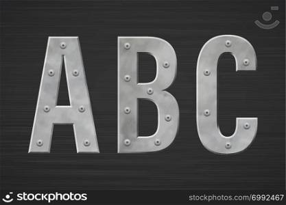 Metal letters with rivet. Vector illustration.