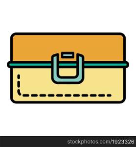 Metal lunchbox icon. Outline metal lunchbox vector icon color flat isolated on white. Metal lunchbox icon color outline vector