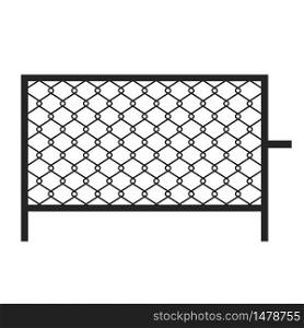 Metal mesh fence. Grid of steel wire. Vector image of a black cage. Stock Photo.
