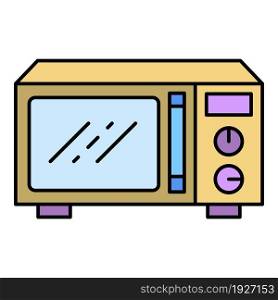 Metal microwave icon. Outline metal microwave vector icon color flat isolated. Metal microwave icon color outline vector
