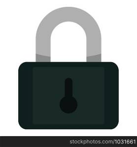 Metal padlock icon. Flat illustration of metal padlock vector icon for web design. Metal padlock icon, flat style