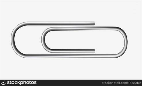 Metal paper clip on a white background. Paperclip icon stationery object.. Metal paper clip on a white background.