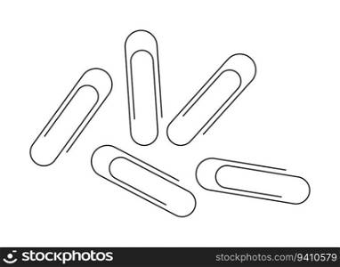Metal paper clips flat monochrome isolated vector object. Hold sheets of paper together. Editable black and white line art drawing. Simple outline spot illustration for web graphic design. Metal paper clips flat monochrome isolated vector object