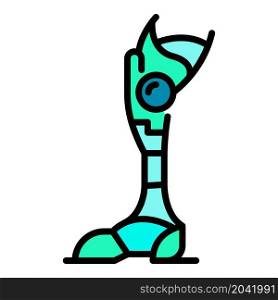 Metal prosthetic leg icon. Outline metal prosthetic leg vector icon color flat isolated. Metal prosthetic leg icon color outline vector