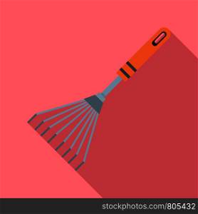 Metal rake icon. Flat illustration of metal rake vector icon for web design. Metal rake icon, flat style
