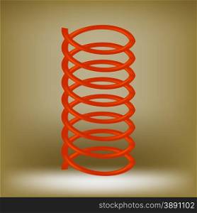 Metal Red Spring. Metal Red Spring Isolated on Brown Background