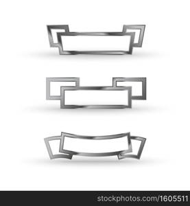 metal ribbon icon set on a white background. metal ribbon icon set