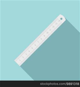 Metal ruler icon. Flat illustration of metal ruler vector icon for web design. Metal ruler icon, flat style