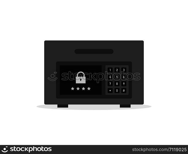 Metal safe box vector in flat style. Closed safe isolated on a white background with shadow. EPS 10. Metal safe box vector in flat style. Closed safe isolated on a white background with shadow.