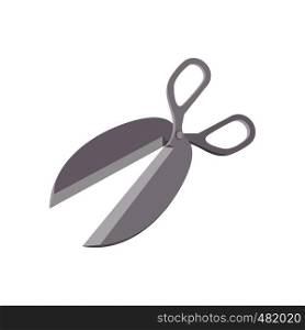 Metal scissors cartoon icon on a white background. Metal scissors cartoon icon