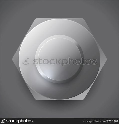 Metal screw nut vector illustration isolated on grey background.