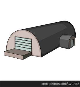 Metal semicircular hangar icon. Cartoon illustration of hangar vector icon for web. Metal semicircular hangar icon, cartoon style