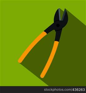 Metal shears icon. Flat illustration of metal shears vector icon for web on lime background. Metal shears icon, flat style