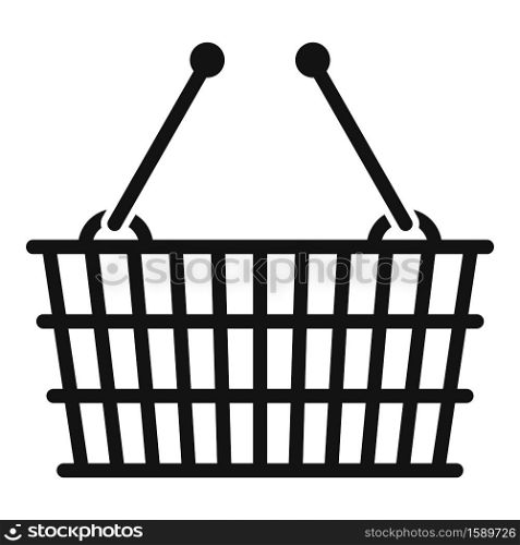 Metal shop basket icon. Simple illustration of metal shop basket vector icon for web design isolated on white background. Metal shop basket icon, simple style
