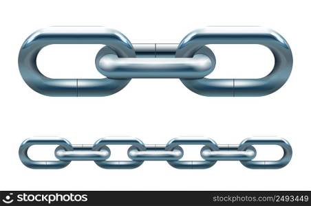 Metal silver chain links vector illustration isolated